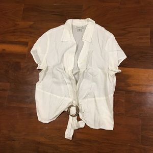 White shirt with tie bottom